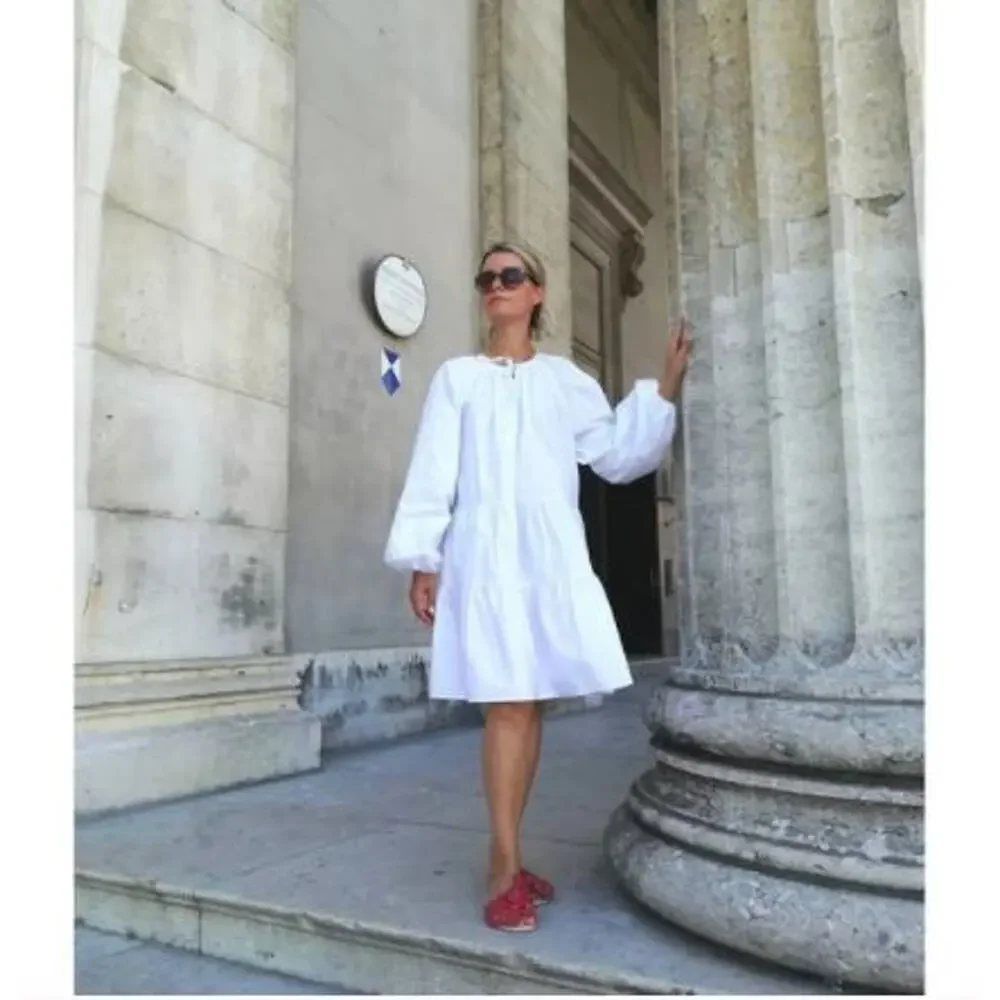 HM NWT BLOGGER FAV COTTON TIERD HIPPIE BOHO CHIC WESTERN WHITE DRESS SMALL - Picture 4 of 10